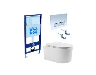 Комплект унитаза с инсталляцией Aquatek SET AQUATEK ПОЛАРИС-014 4в1 с сиденьем Микролифт и клавишей смыва хром